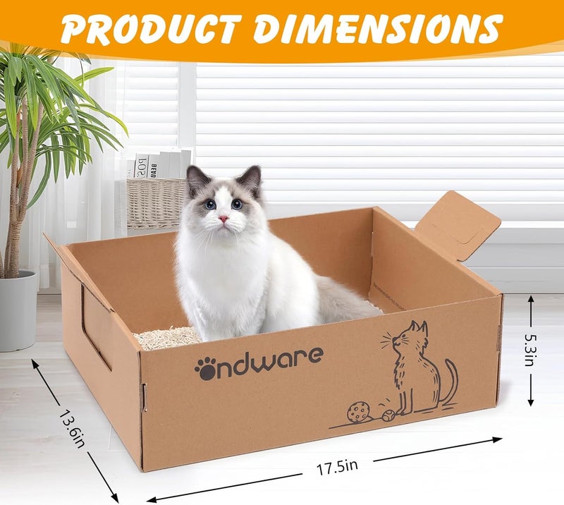ondware Store 6 PCS Disposable Litter Boxes for Cats, Foldable Cardboard Cat Litter Box, Portable Waterproof Travel Litter Box for Cats（17.5x13.6x5.3 Inch） - Image 3